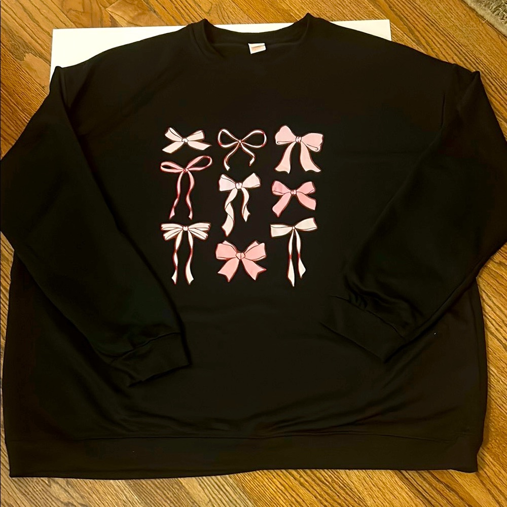 Black Sweatshirt with Pink Bow Designs